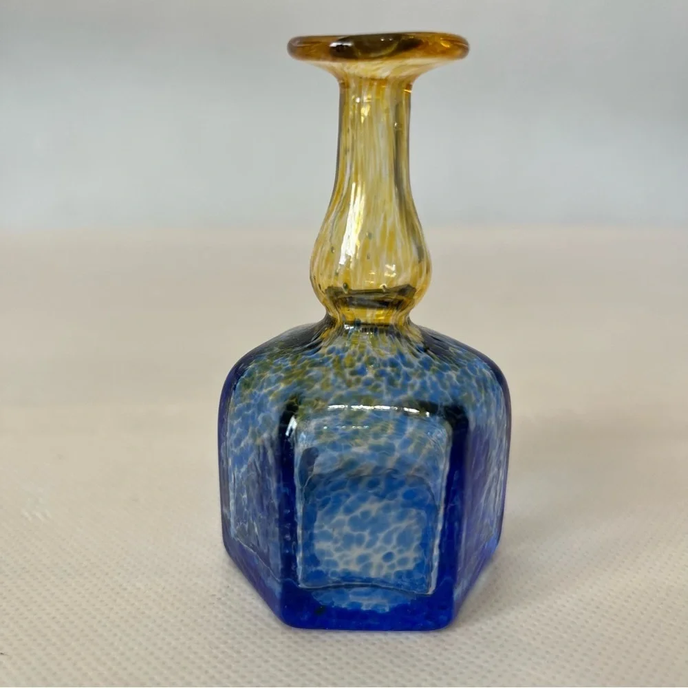 Kosta Boda Blue Yellow Mini Vase Art Glass